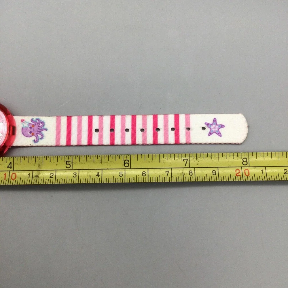Flik Flak Girls Watch 29mm Pink Dial Octopus Fabric Strap Swiss 1U32 New Battery